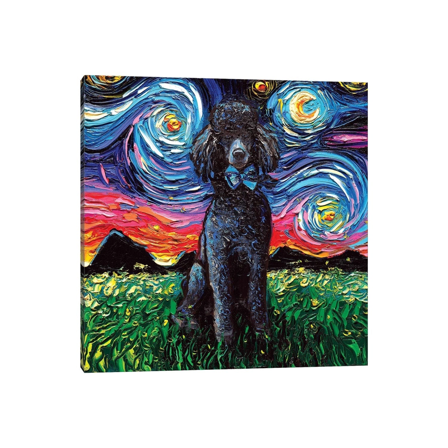 Black Poodle Night By Aja Trier Gallery Wrapped Canvas Print