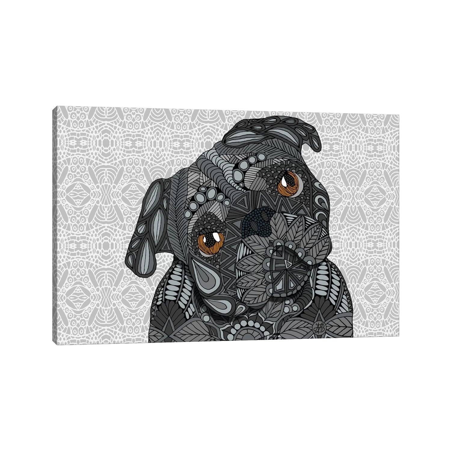 Icanvas Black Pug By Angelika Parker Canvas Print
