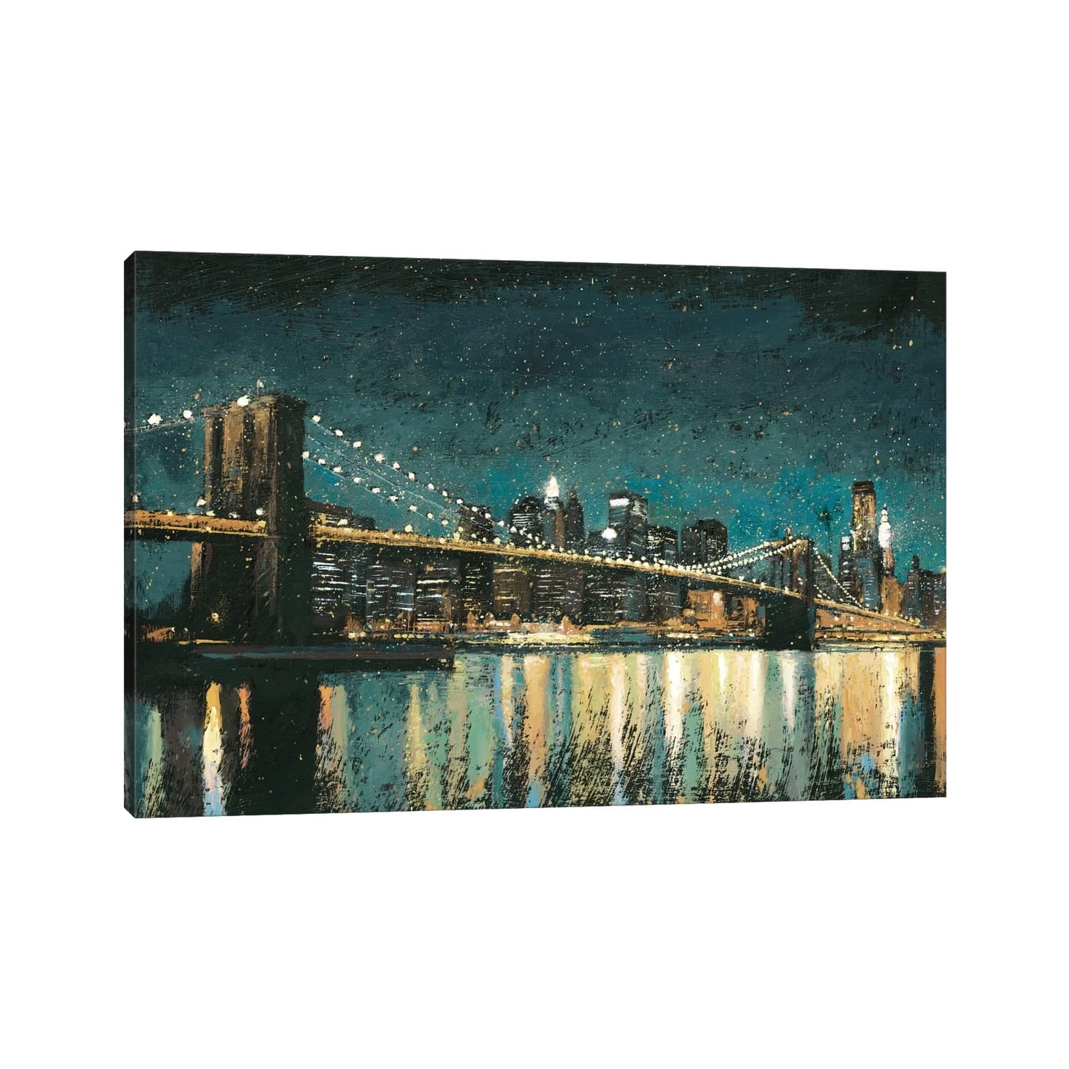 Icanvas Bright City Lights Ii Teal By James Wiens Canvas Print