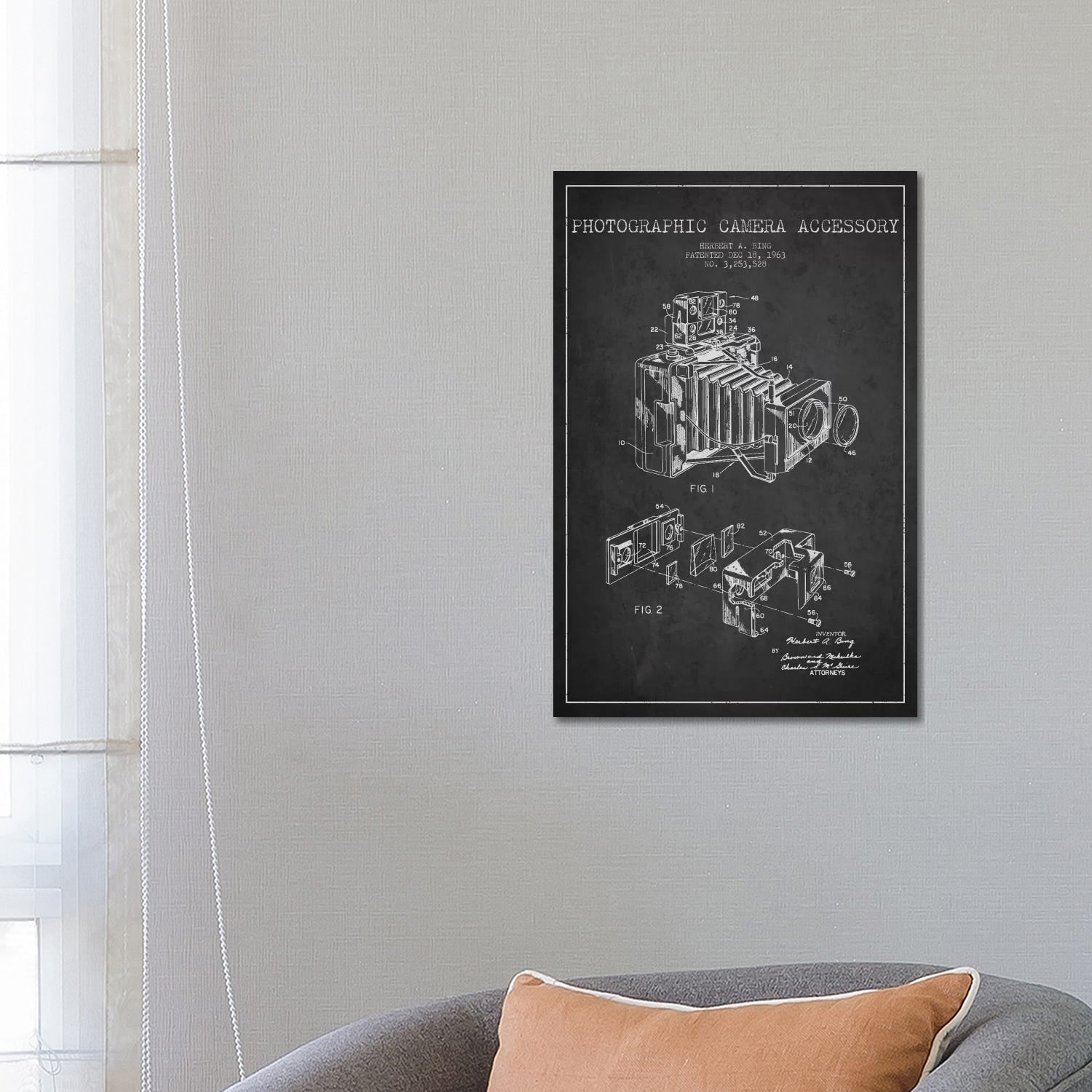 Icanvas Camera Charcoal Patent Blueprint By Aged Pixel Canvas Print