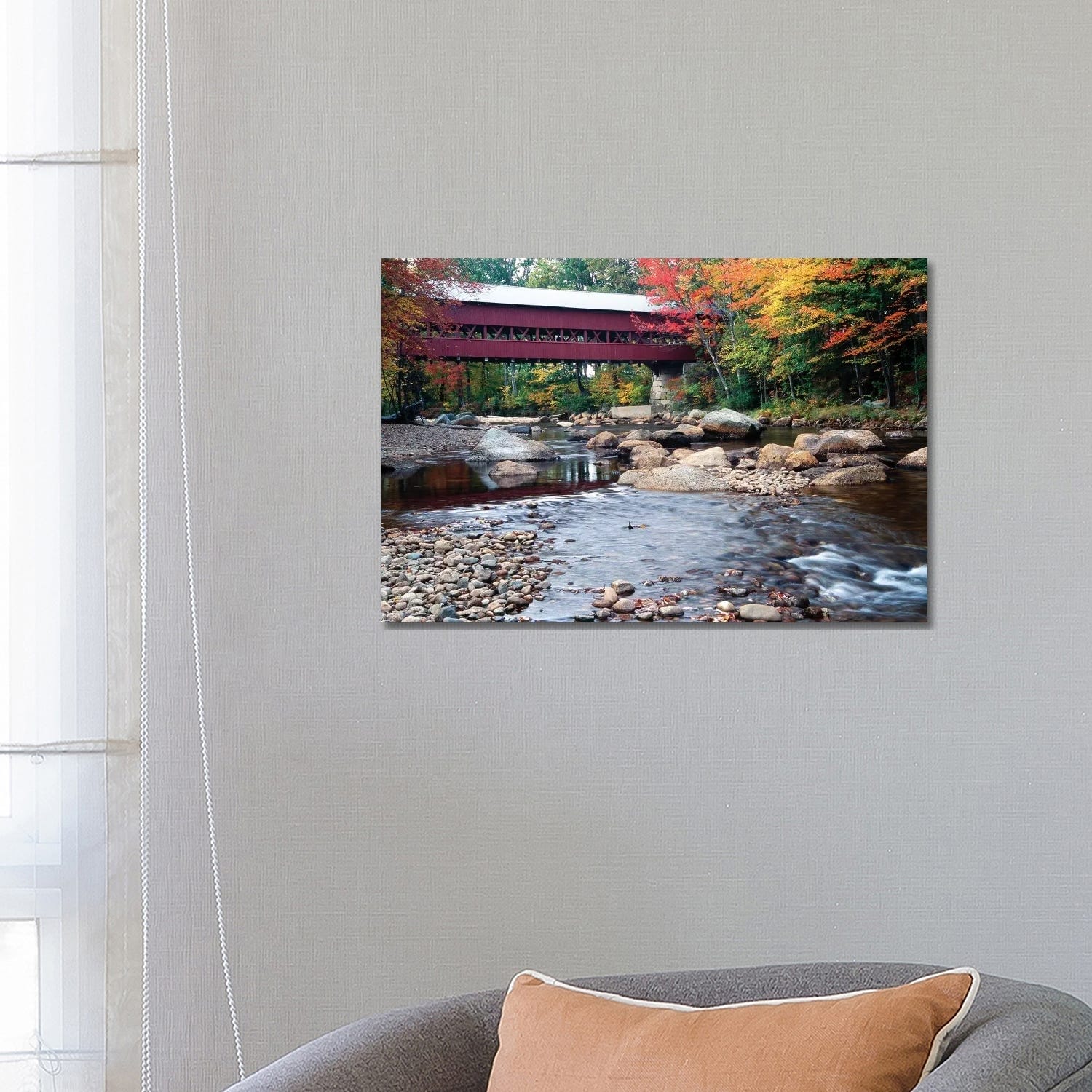 Icanvas Covered Bridge Over The Saco River Conway New Hampshire By George Oze