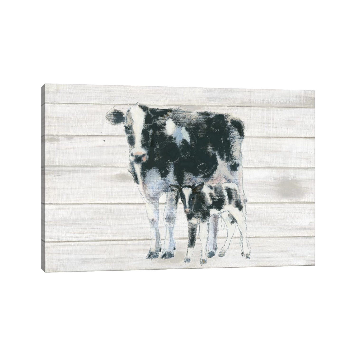 Icanvas Cow And Calf On Wood By Emily Adams Canvas Print