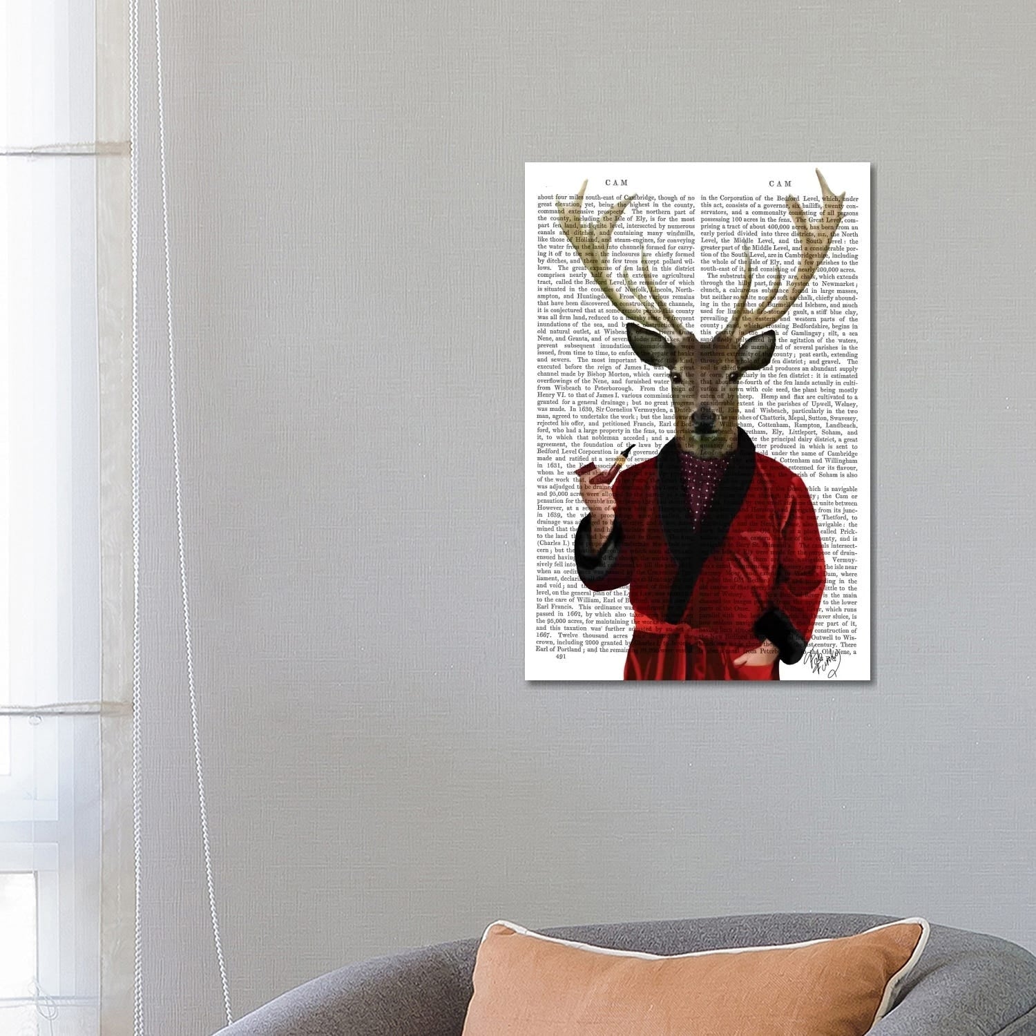 Icanvas Deer In Smoking Jacket By Fab Funky Canvas Print