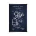 Icanvas Fishing Reel Navy Blue Patent Blueprint By Aged Pixel Canvas Print