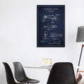 Icanvas Fishing Tackle Navy Blue Patent Blueprint By Aged Pixel Canvas Print