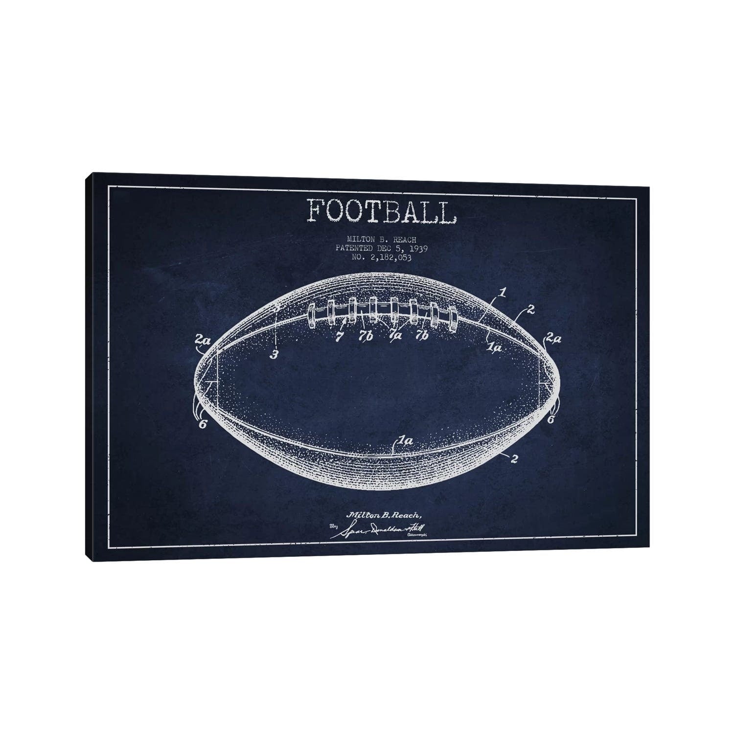 Icanvas Football Navy Blue Patent Blueprint By Aged Pixel Canvas Print