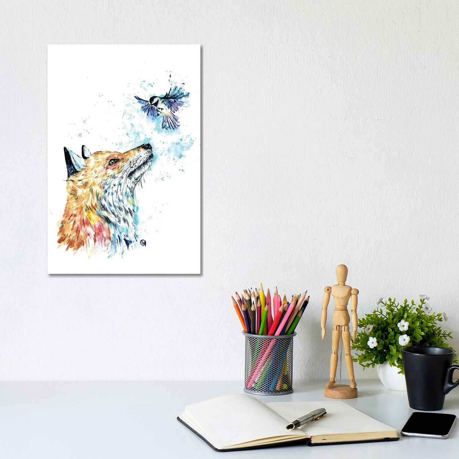 Fox And Chickadee By Lisa Whitehouse Gallery Wrapped Canvas Print