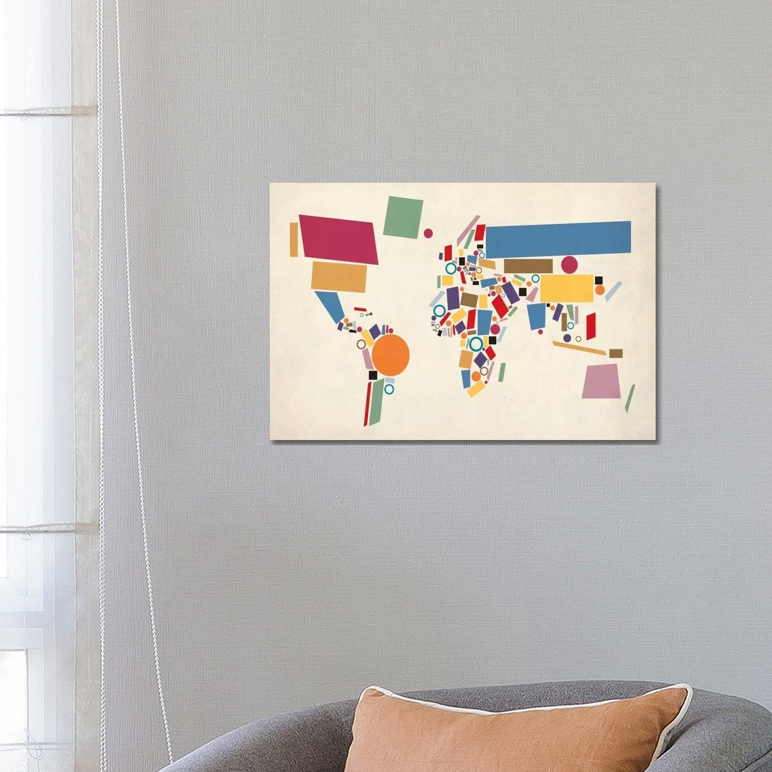 Icanvas Michael Thompsett Geometric World Map Abstract Canvas Print Wall Art