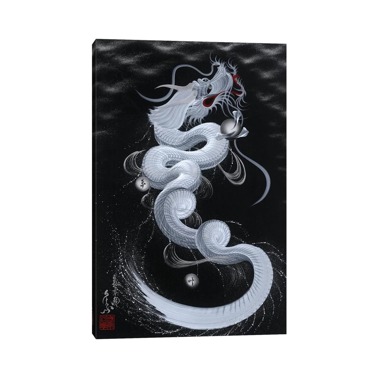 Icanvas Good Luck White Dragon By One Stroke Dragon