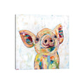 Icanvas Happy Pig White By Jennifer Seeley Gallery Wrapped Canvas Print