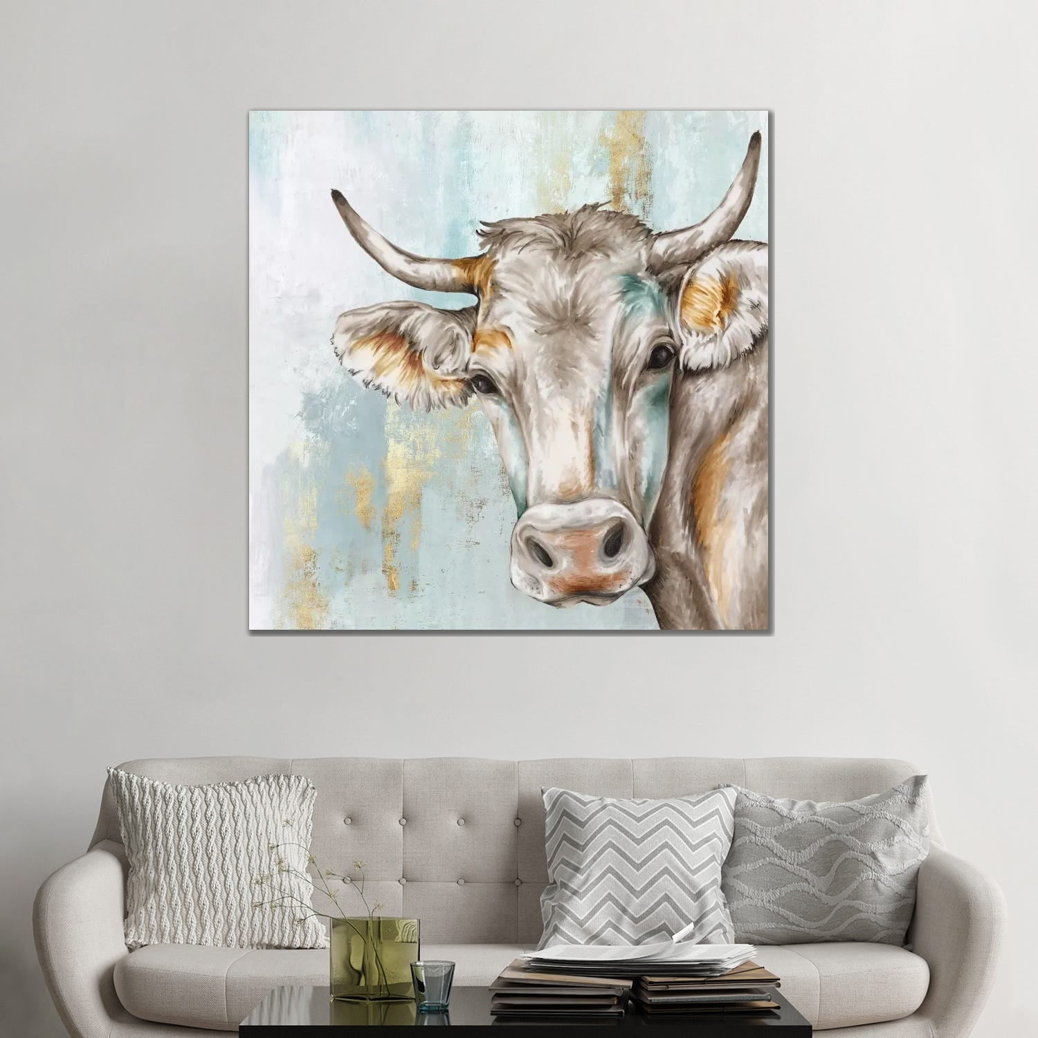 Icanvas Headstrong Cow By Eva Watts