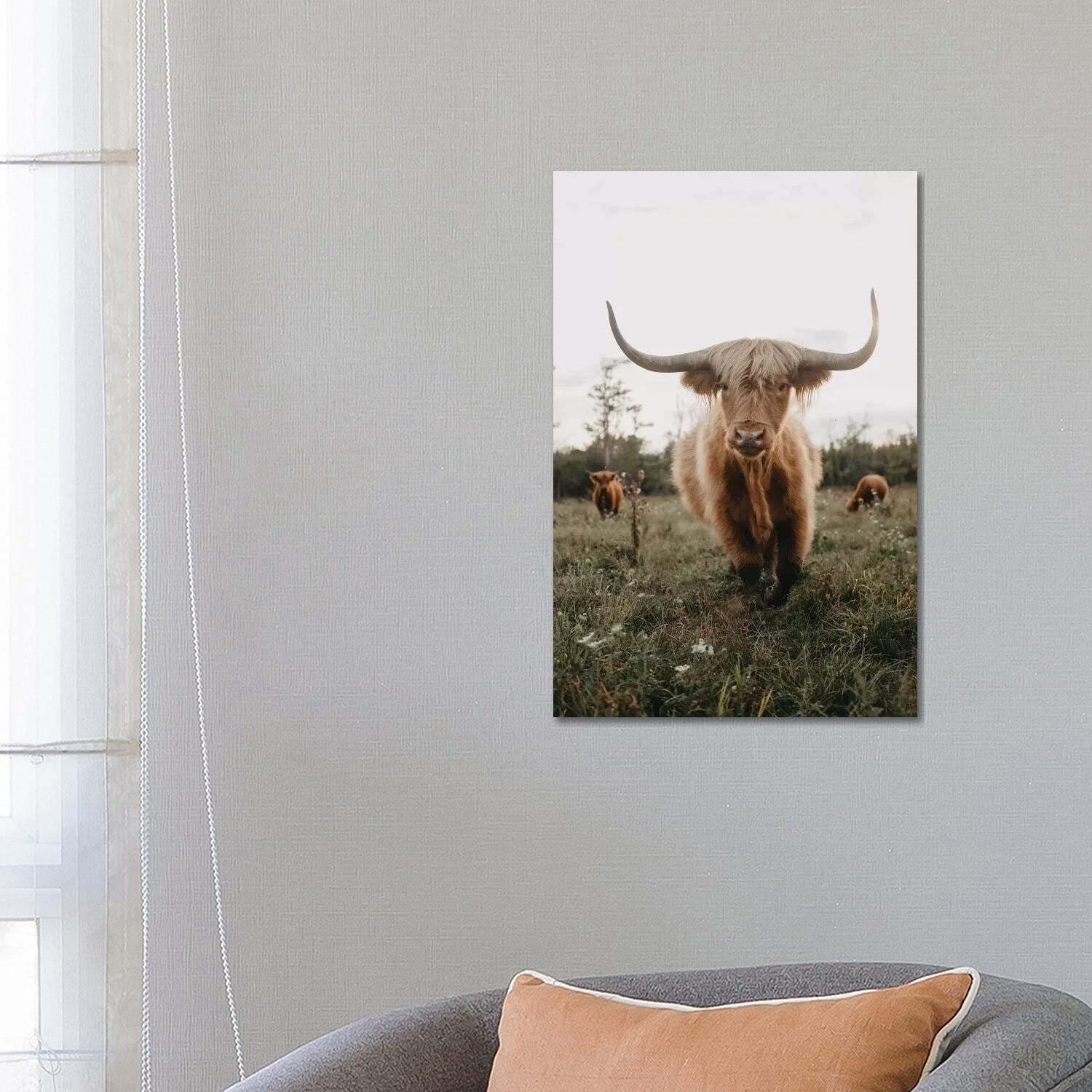 Icanvas Highland Cow At Sunset By Chelsea Victoria Gallery Wrapped Canvas Print
