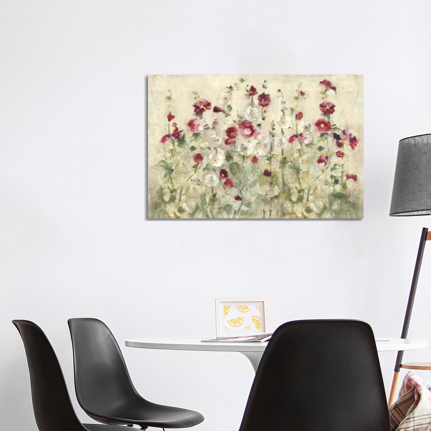 Copper Grove Hollyhocks Row Cool By Cheri Blum Canvas Print