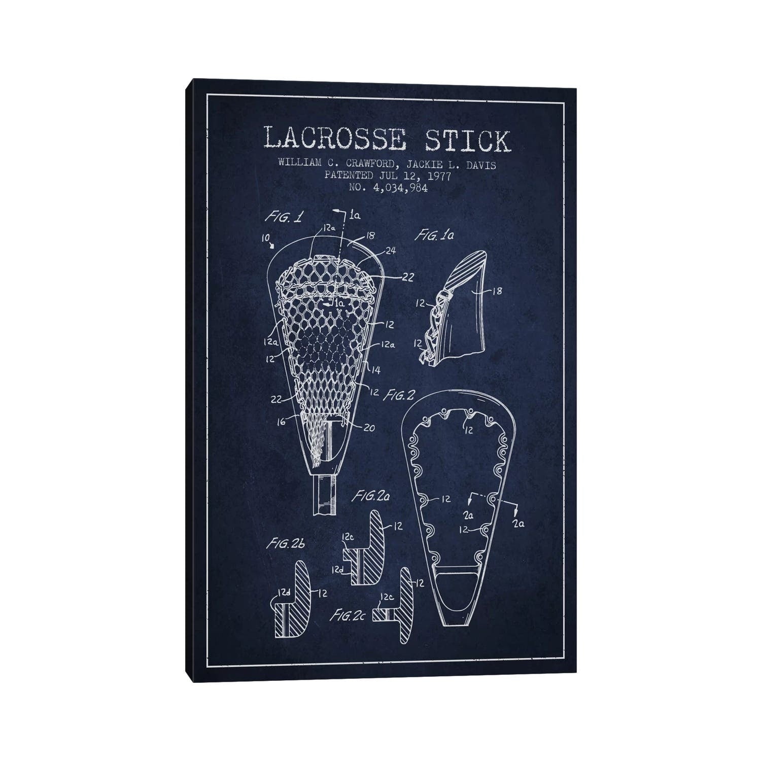 Icanvas Lacrosse Stick Navy Blue Patent Blueprint By Aged Pixel Canvas Print