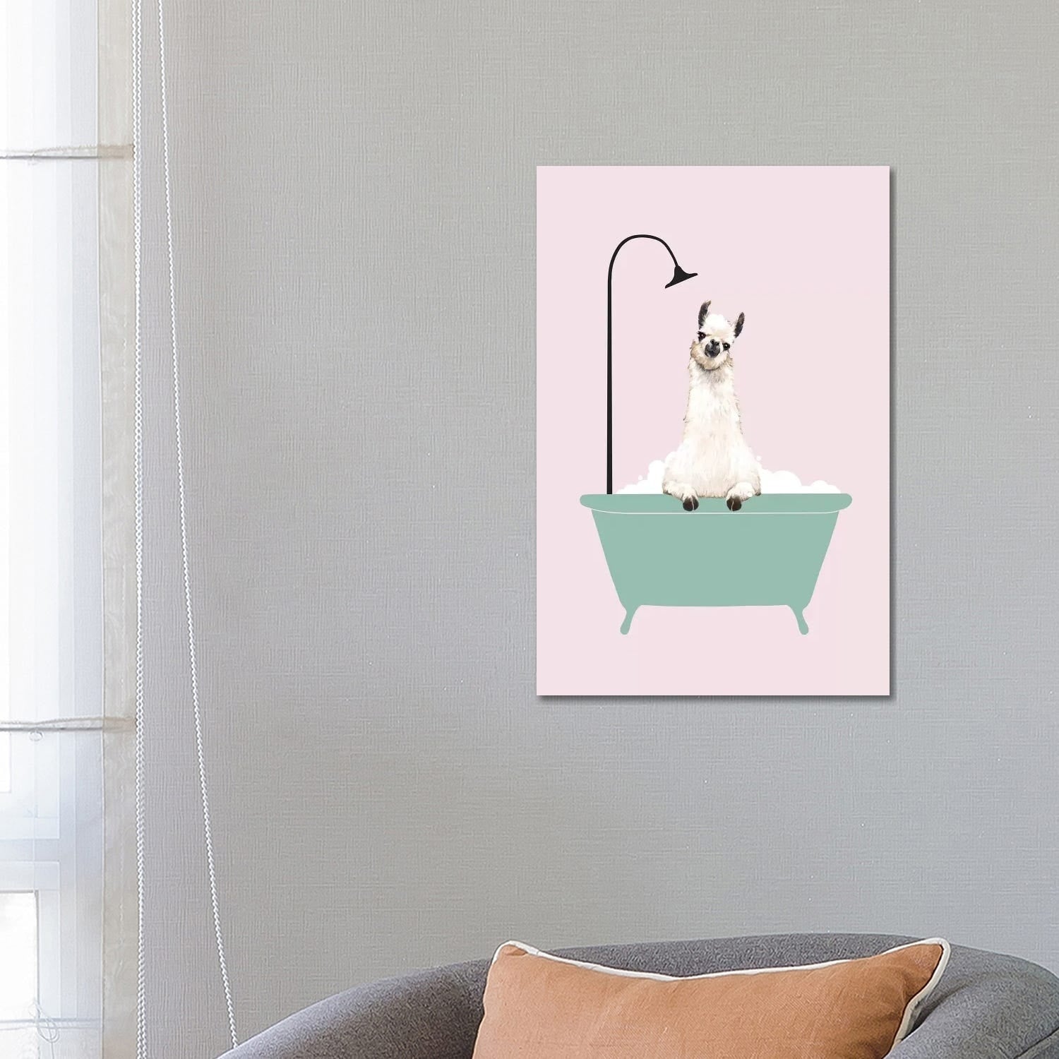 Icanvas Llama Enjoying Bubble Bath By Big Nose Work Gallery Wrapped Canvas Print
