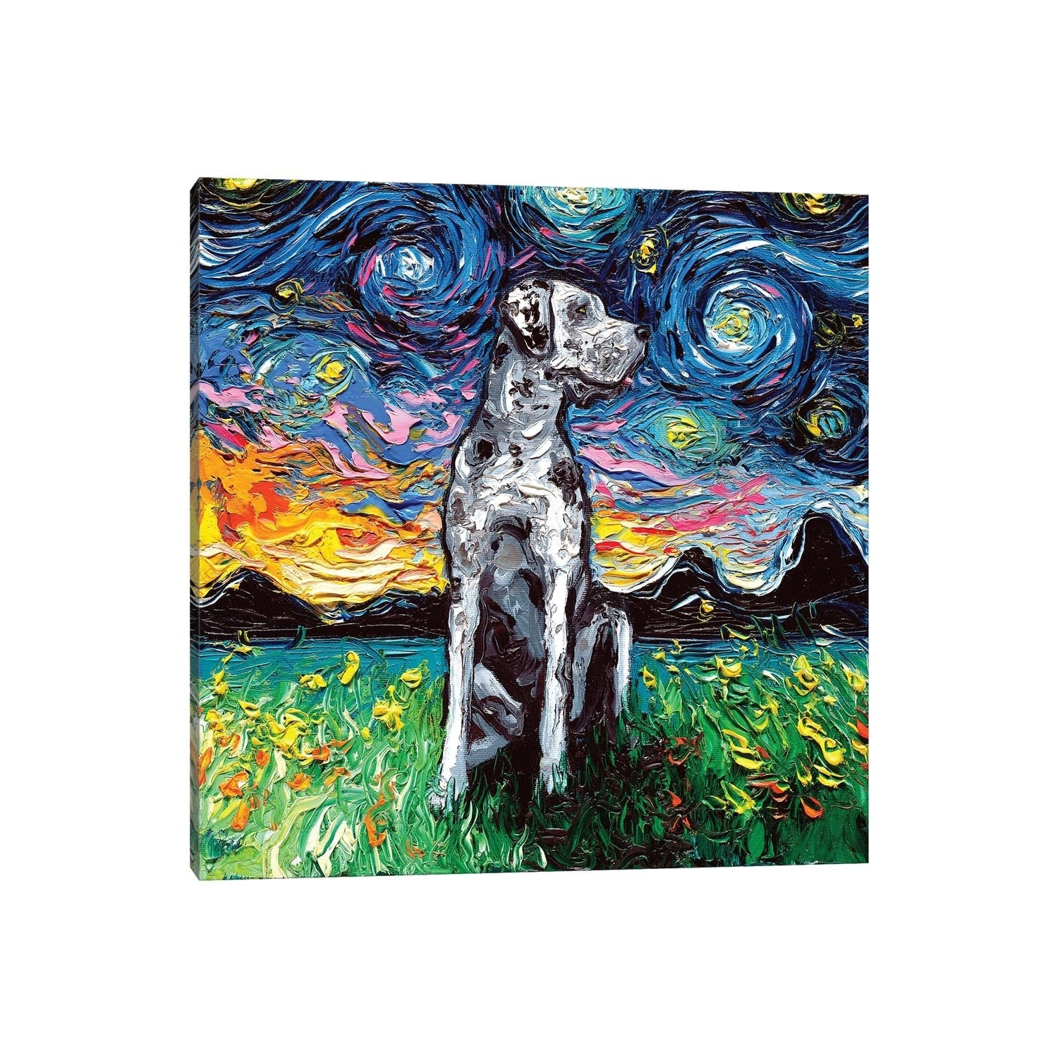 Merle Great Dane Night By Aja Trier Gallery Wrapped Canvas Print