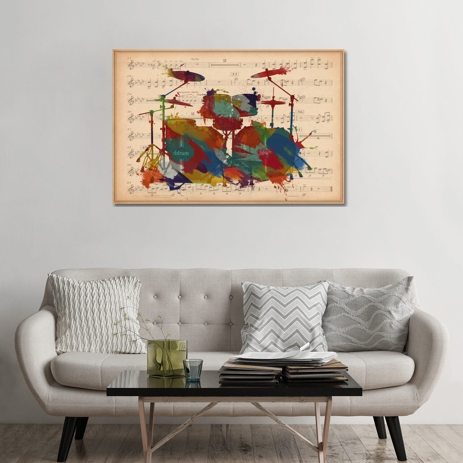 Icanvas Multi Color Drums On Music Sheet 2 By Icanvas Canvas Print
