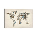 Icanvas Musical Instruments Map Of The World By Michael Tompsett Canvas Print