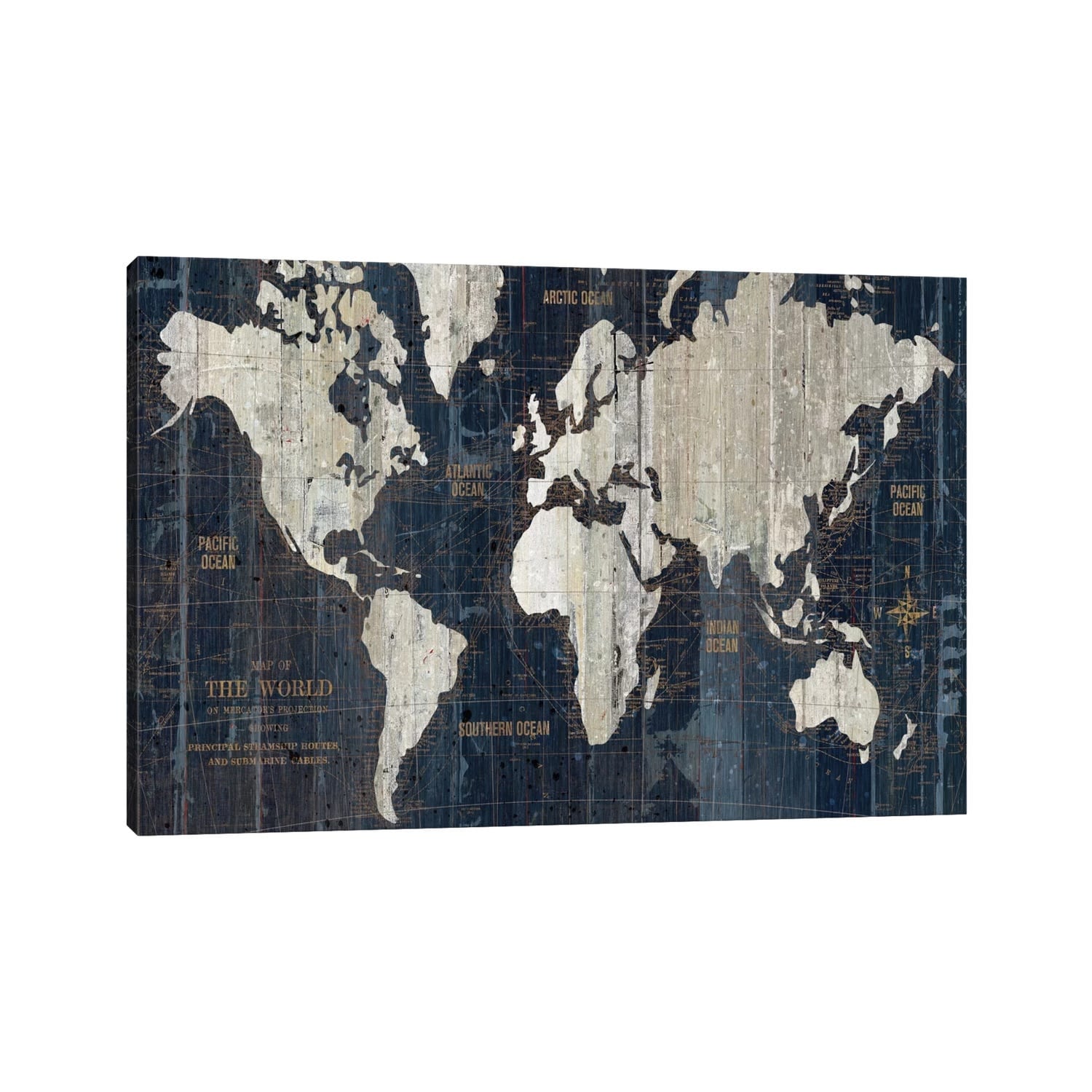 Icanvas Old World Map Blue By Wild Apple Portfolio Canvas Print