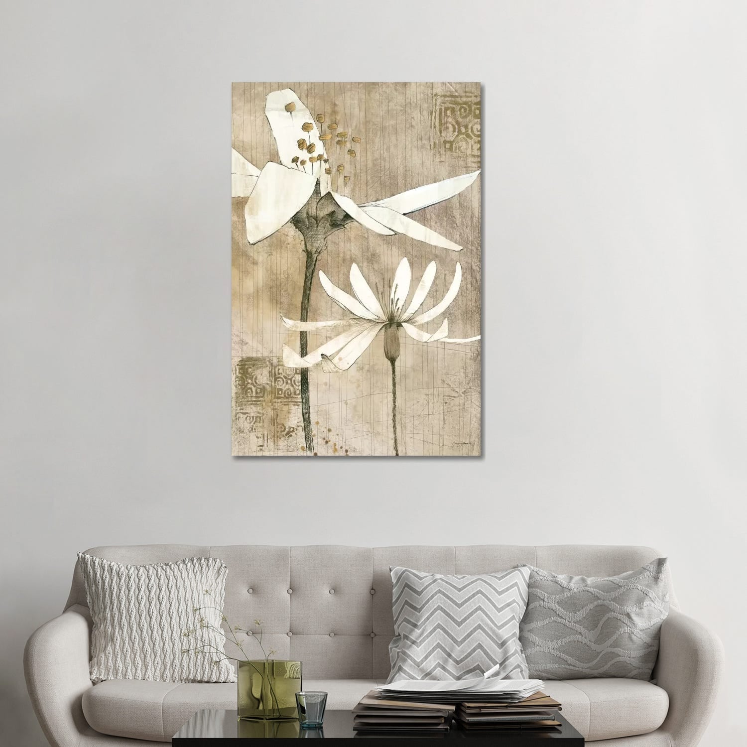 Icanvas Pencil Floral Ii By Avery Tillmon Canvas Print