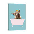 Icanvas Playful Highland Cow In Bathtub By Big Nose Work Gallery Wrapped Canvas Print