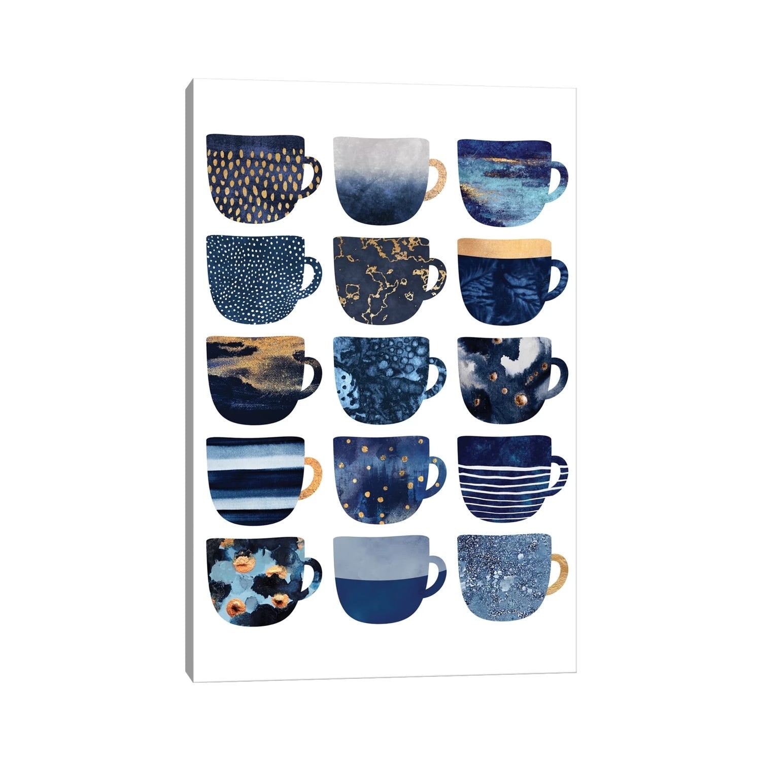 Icanvas Pretty Blue Coffee Cups I By Elisabeth Fredriksson Canvas Print