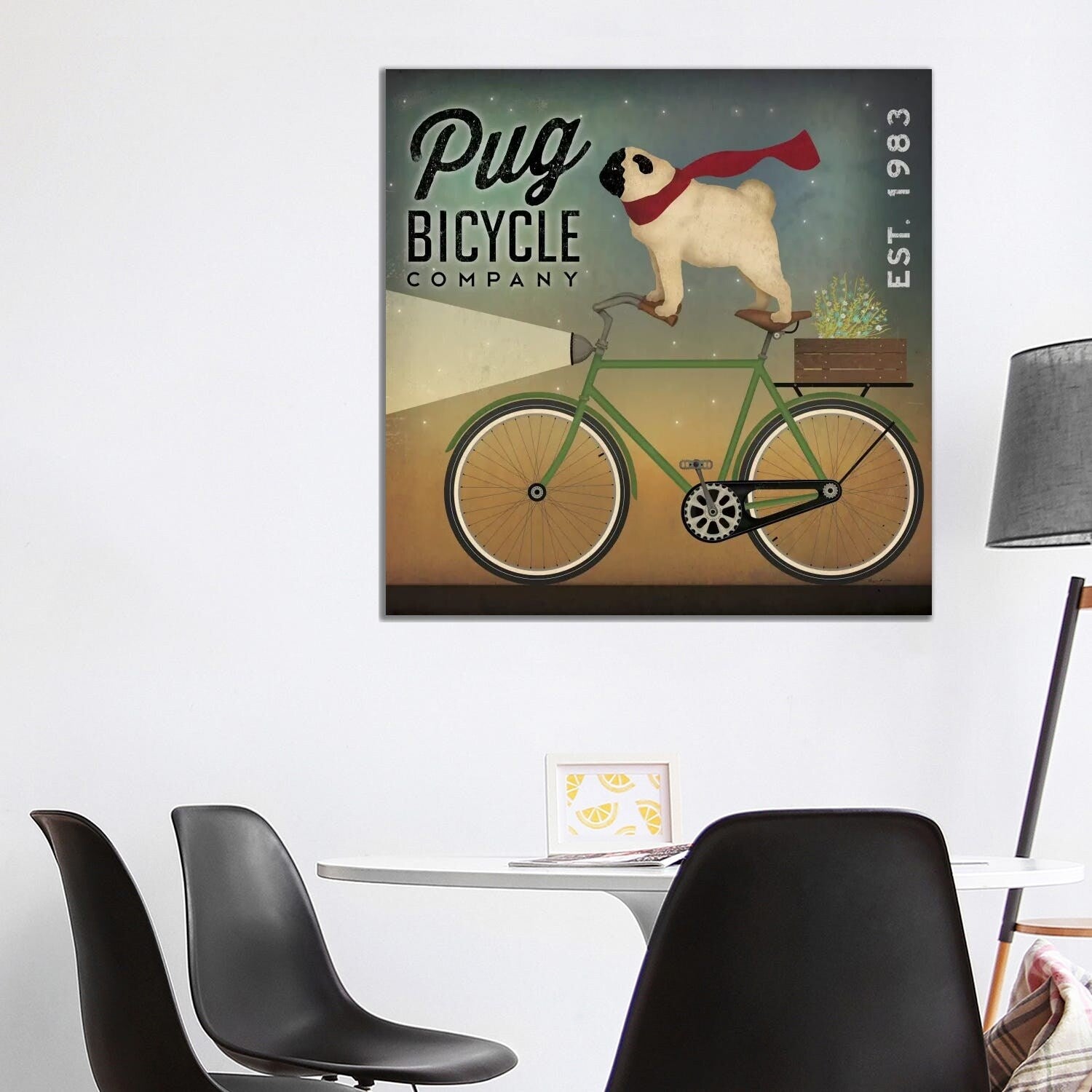 Icanvas Pug Bicycle Co. By Ryan Fowler Canvas Print