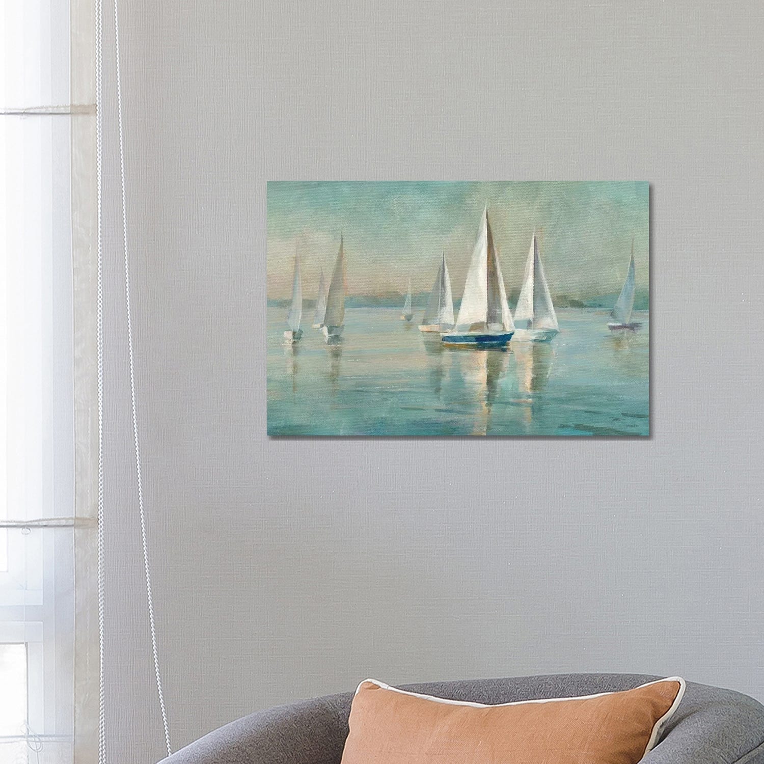 Icanvas Sailboats At Sunrise By Danhui Nai Canvas Print