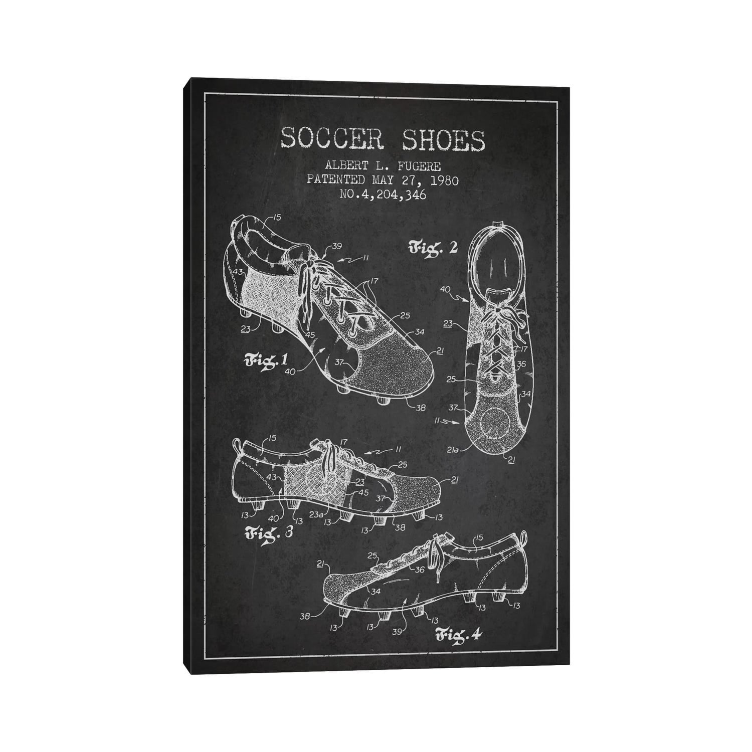 Icanvas Soccer Shoe Charcoal Patent Blueprint By Aged Pixel Canvas Print
