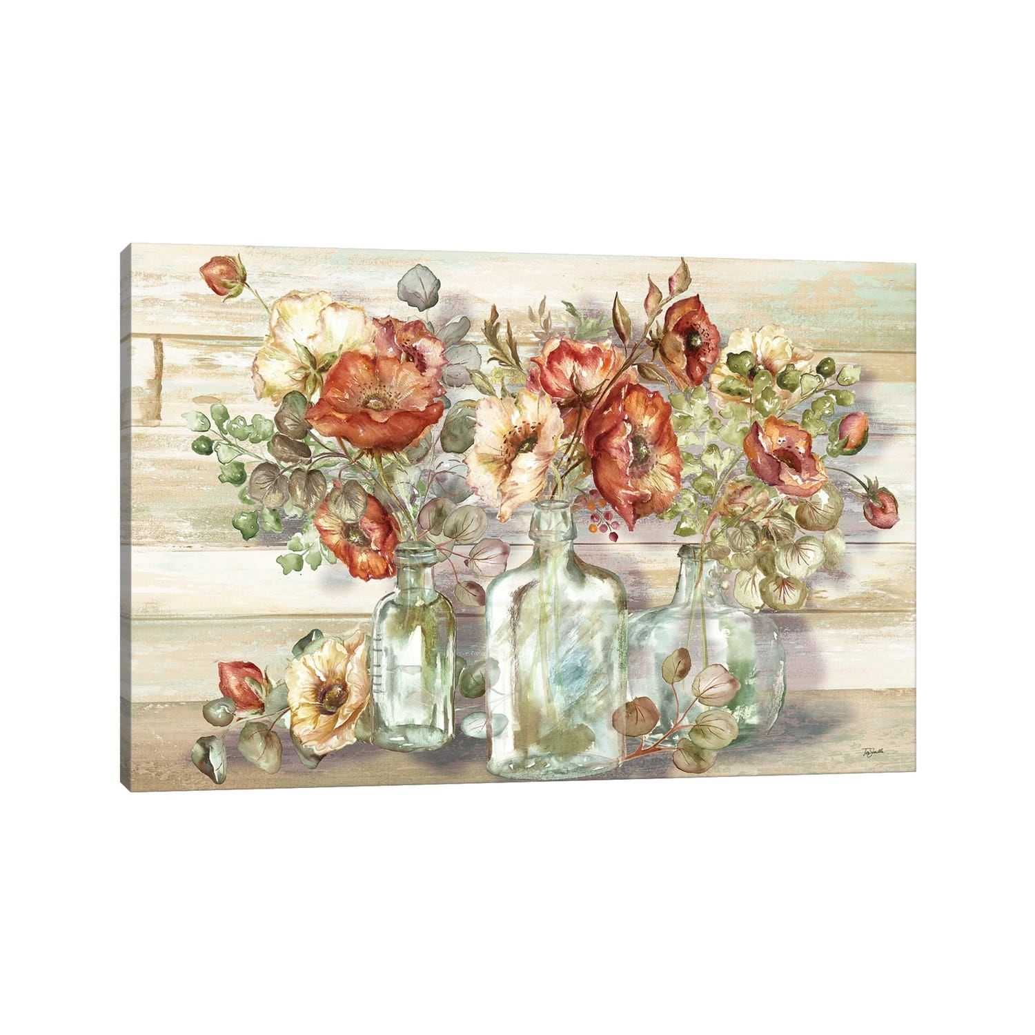 Porch Den Art Tre Sorelle Spice Poppies Eucalyptus In Bottles Wall Art