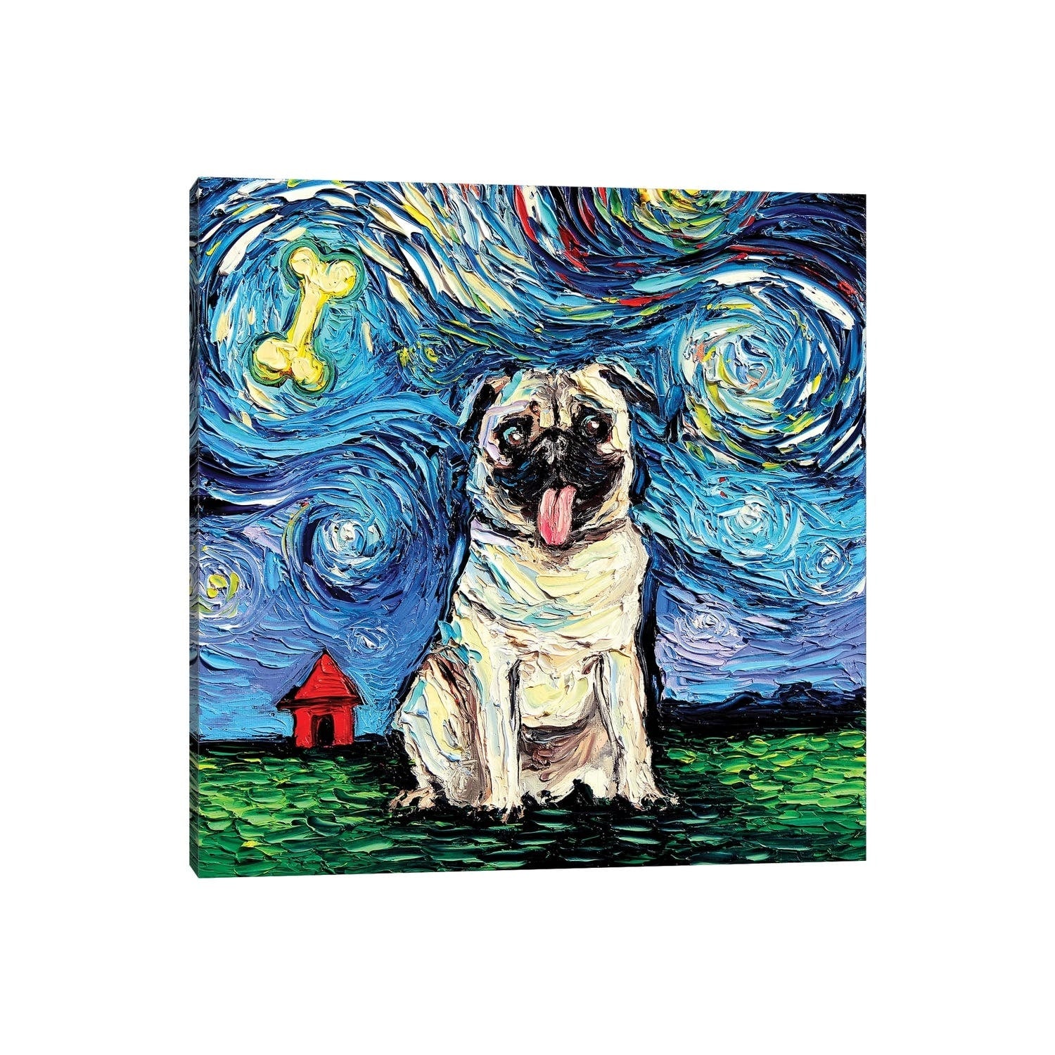 Starry Pug By Aja Trier Gallery Wrapped Canvas Print