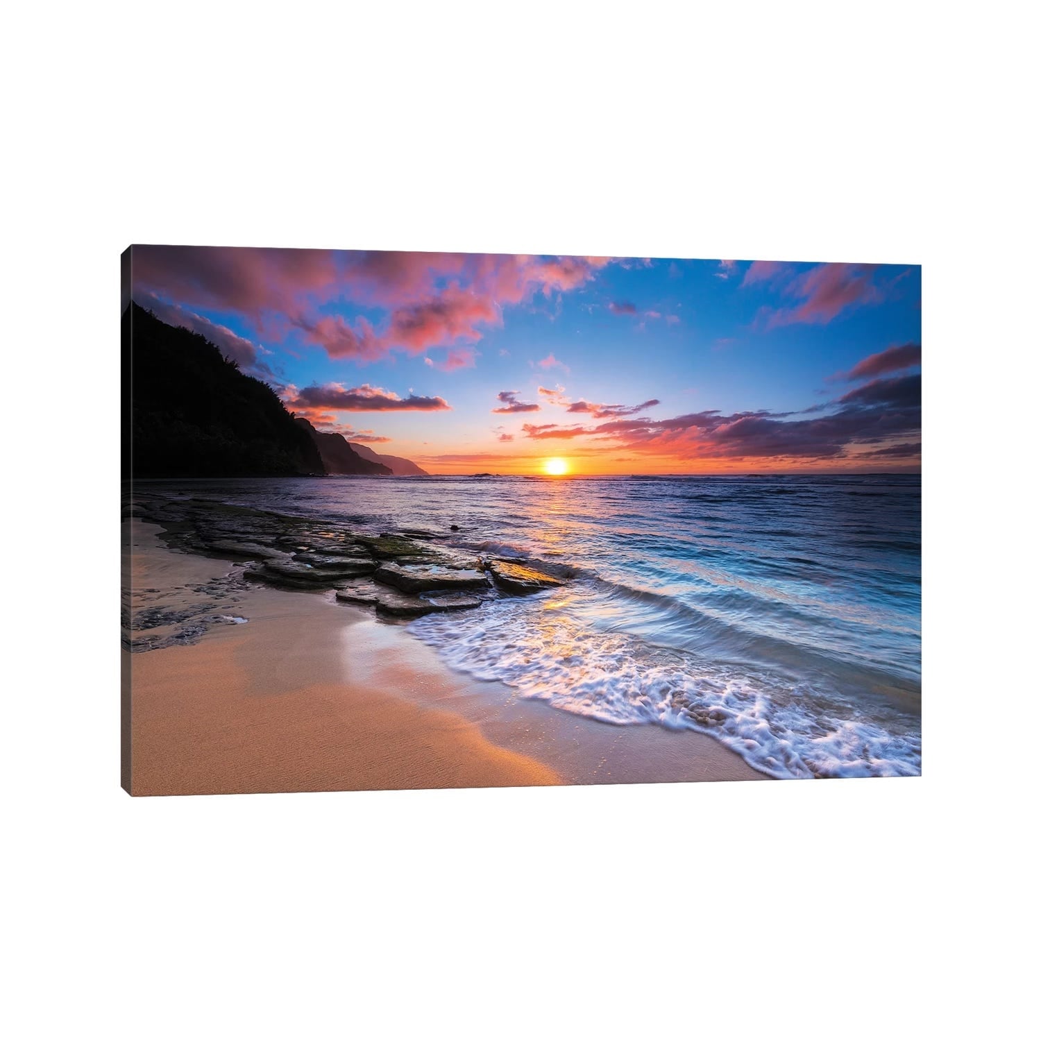 Icanvas Sunset Over The Na Pali Coast As Seen From Kee Beach Haena State Park Kauai Hawaii By Russ Bishop