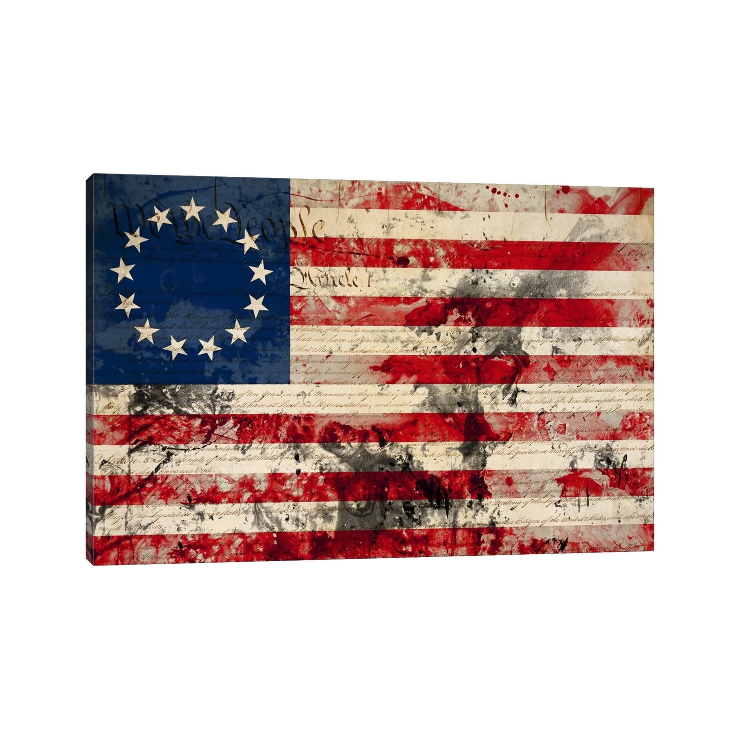 Icanvas Usa Betsy Ross Flag With Constitution Background I By Icanvas Canvas Print