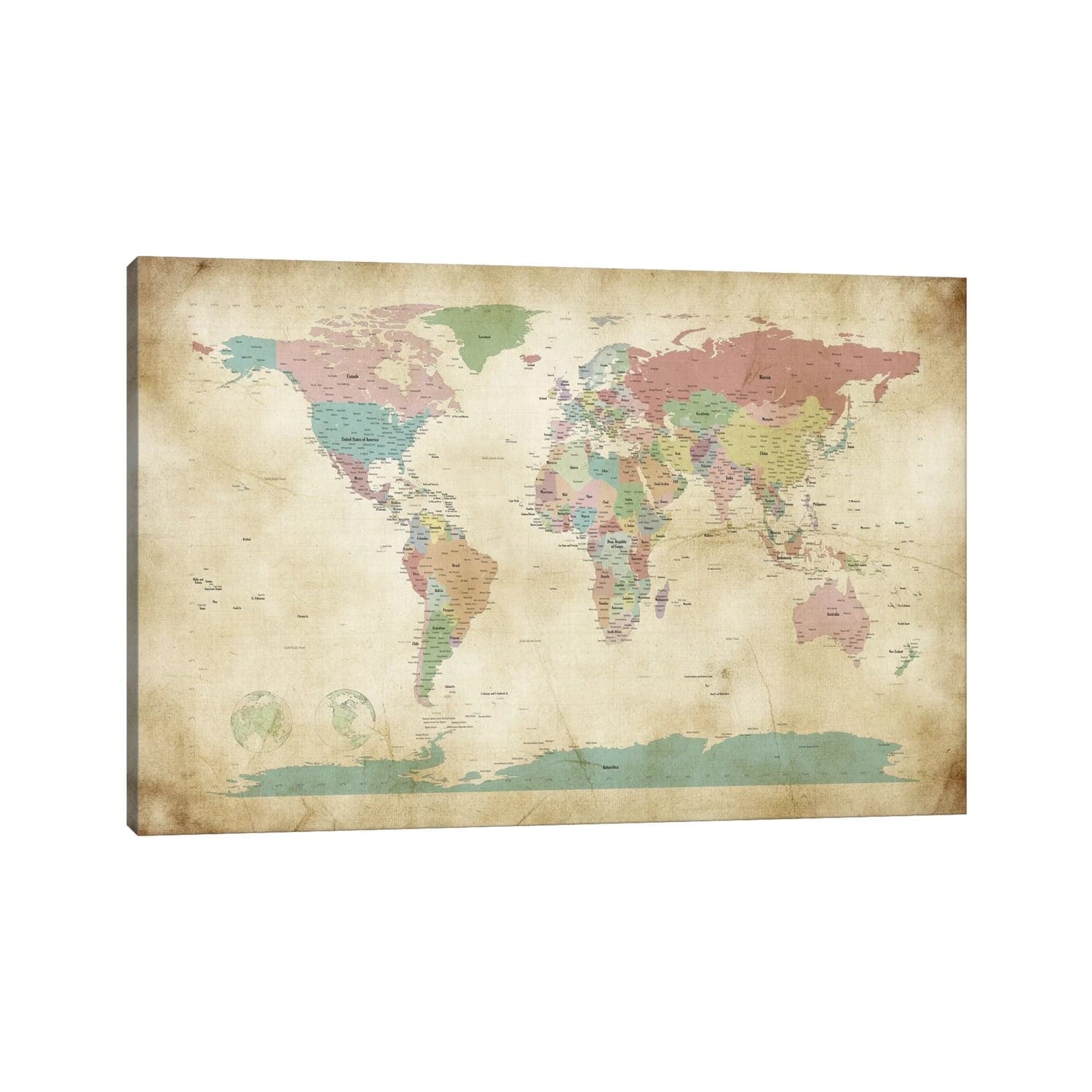 Icanvas Michael Thompsett World Cities Map Canvas Print Wall Art