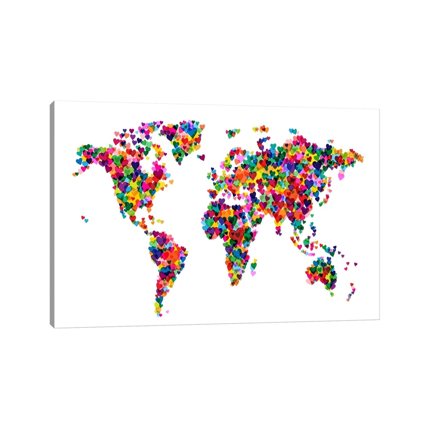 Icanvas World Map Hearts Multicolor By Michael Tompsett Canvas Print