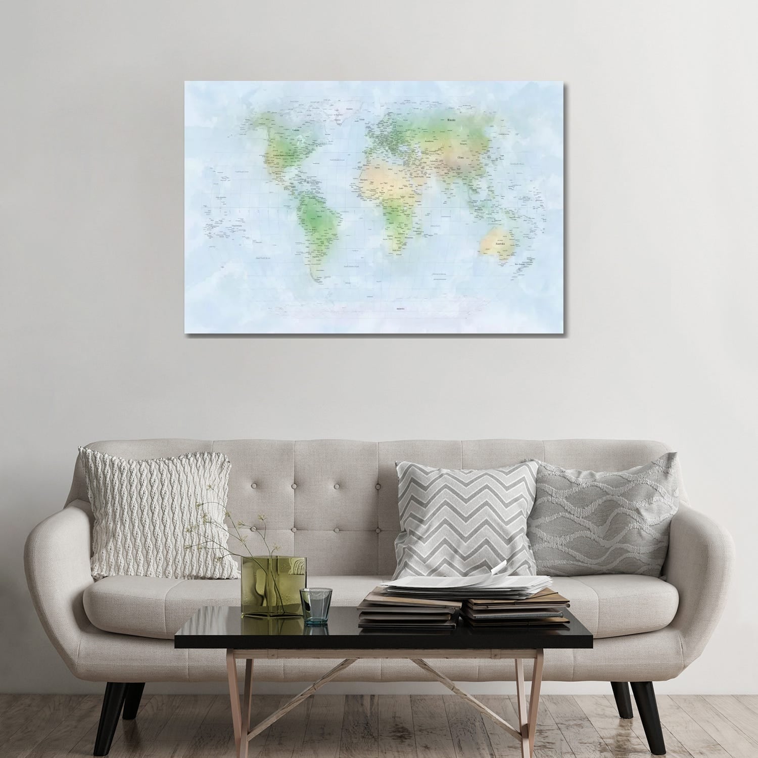 Icanvas Michael Thompsett World Map Iii Canvas Print Wall Art