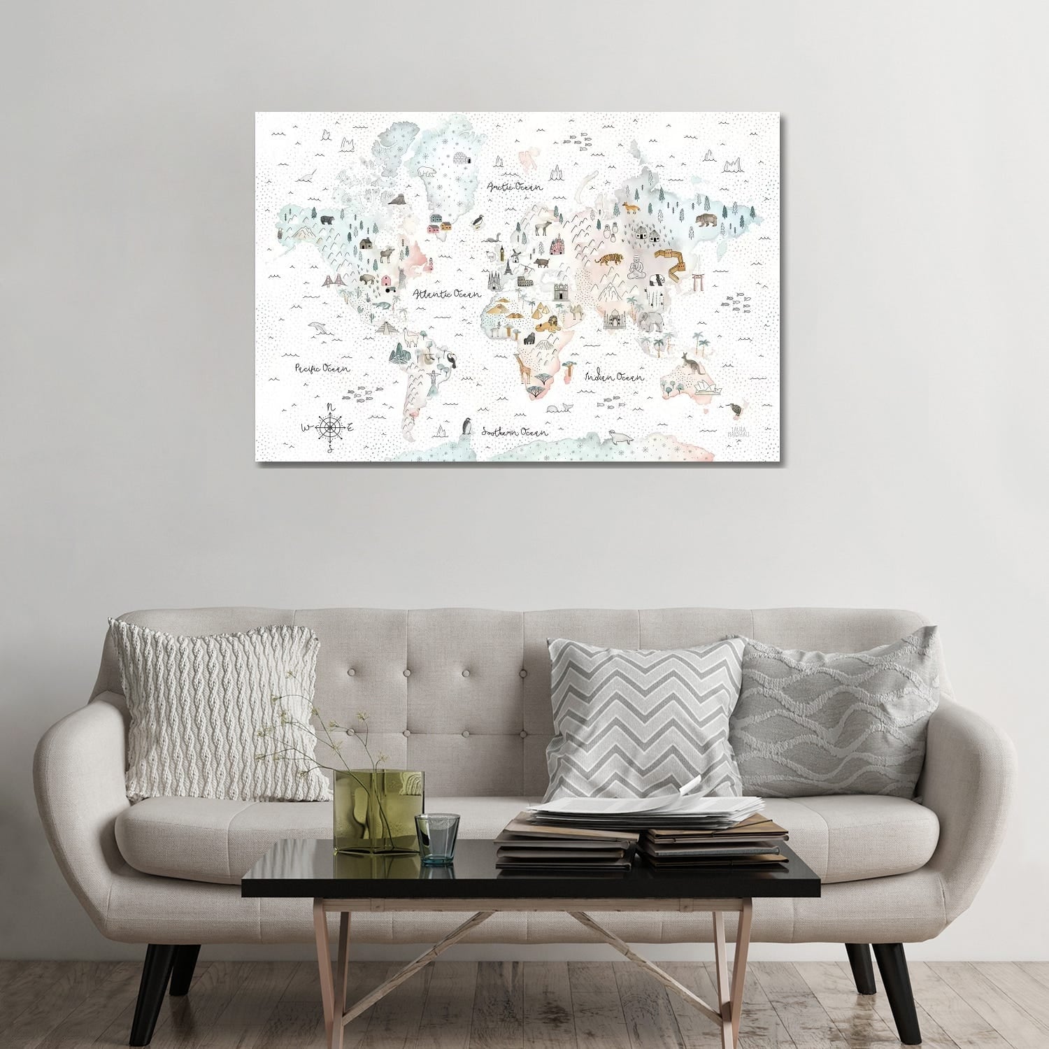 Icanvas World Traveler I Dot Bg By Laura Marshall Gallery Wrapped Canvas Print