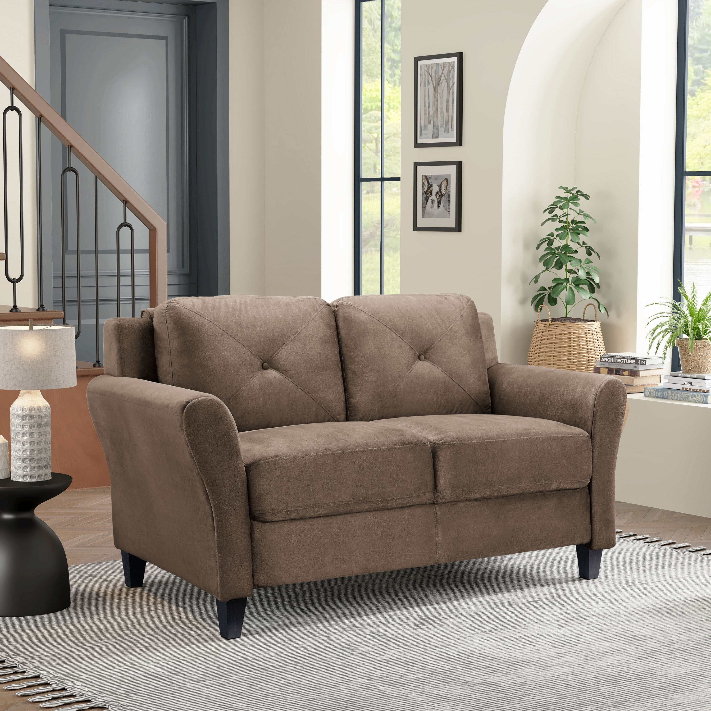 Lifestyle Solutions Harvard Microfiber Wood Loveseat