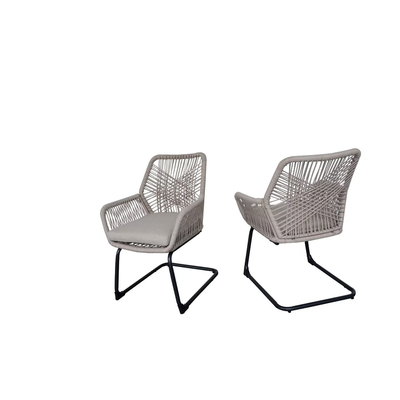 Ight Pe Rattan Outdoor Armchair With Spring Support Set Of 2 All Weather Patio Furniture With Cushion
