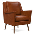 Carlo Leather Mid-Century Armchair - Wood Legs