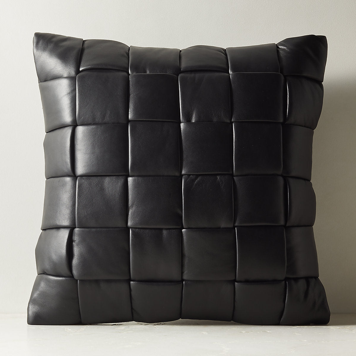 Jabas Black Woven Leather Pouf