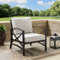 Kaplan Arm Chair In Oiled Bronze With Oatmeal Universal Cushion Cover