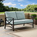 Kaplan Loveseat In Oiled Bronze With Mist Universal Cushion Cover