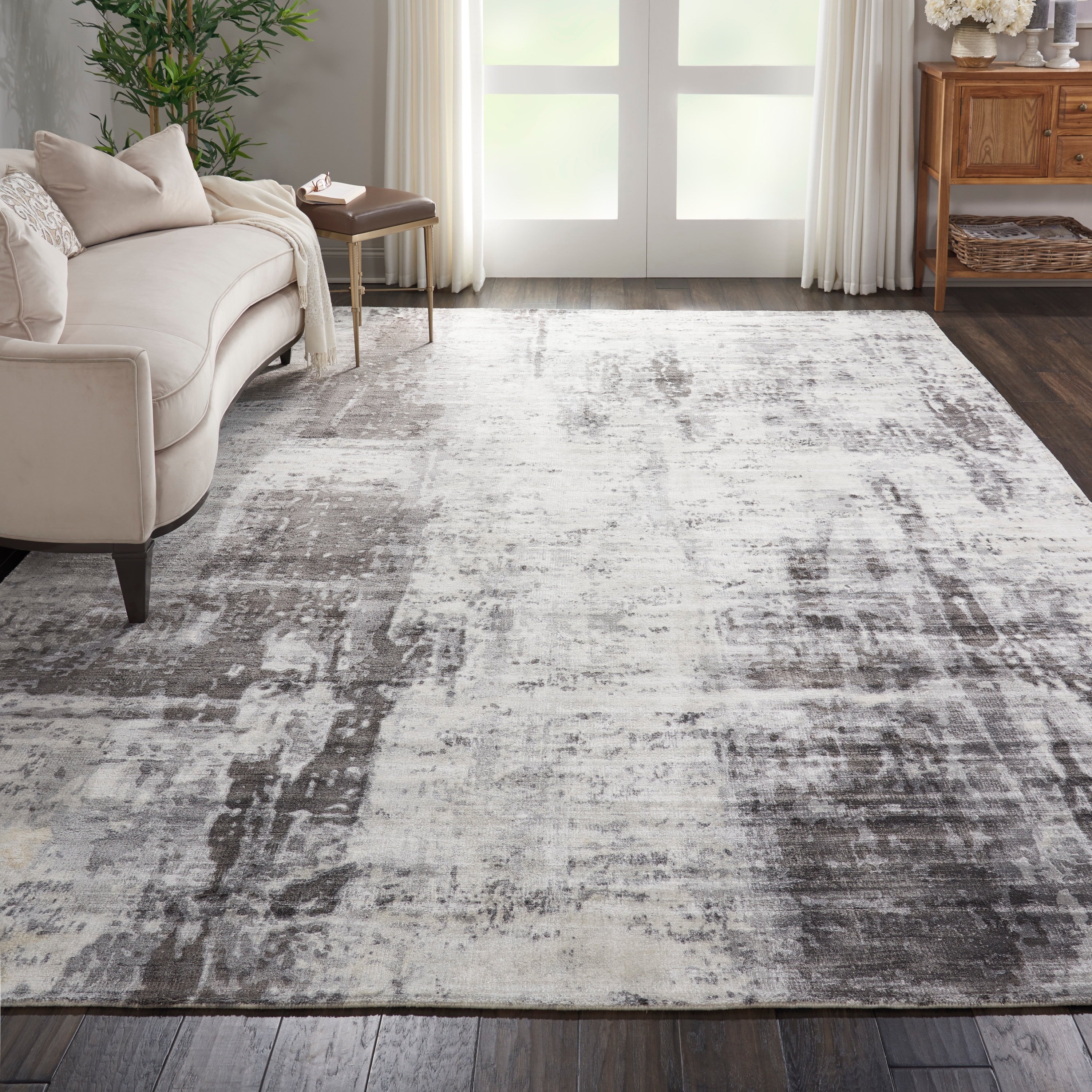 Kathy Ireland Vintage Abstract Ivory Grey Area Rug By Nourison 8 X 11