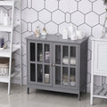 Kleankin Multifunctional Bathroom Storage Cabinet Organizer Tower With Door And Shelves For Bathroom Living Room Grey