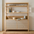 Kody Wood & Paper Cord Kitchen Hutch (147 cm)