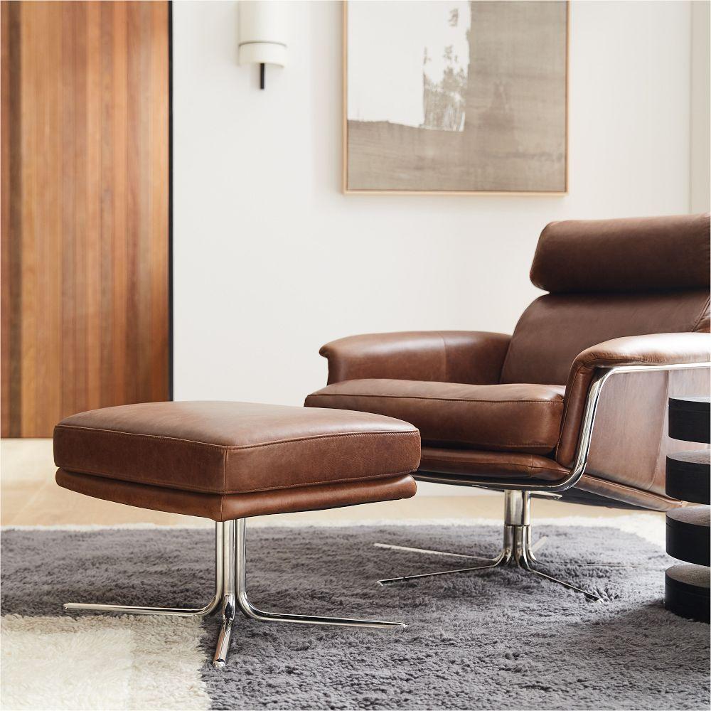 Kristoff Leather Swivel Footstool Ottoman