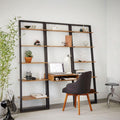 Ladder Shelf Desk & Wide Bookshelf Set (198 cm)
