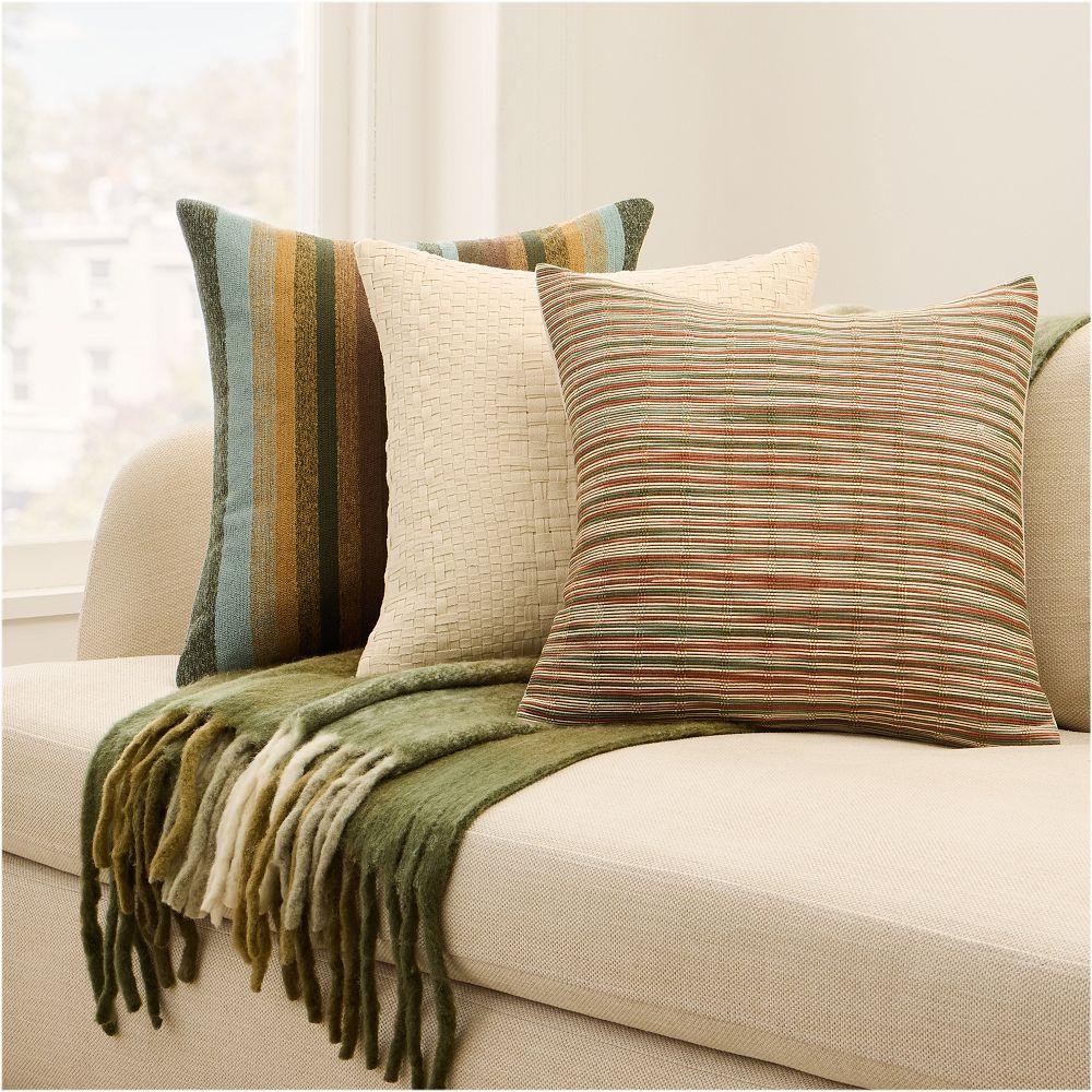Layered Striated Stripe Cushion & Throw Set
