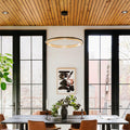 Led Halo Chandelier: Single Hoop Horizontal: Painted Antique Brass